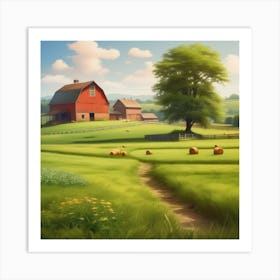 Peaceful Farm Meadow Landscape (11) Art Print