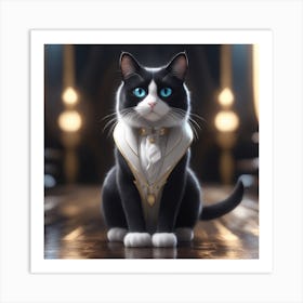 Cat In Tuxedo Art Print