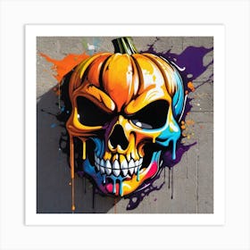 Pumpkin Skull Art Print