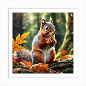 Squirrel In Autumn 10 Art Print