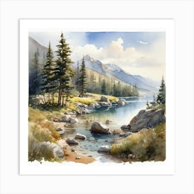 Peaceful Landscapes Watercolor Trending On Artstation Sharp Focus Studio Photo Intricate Detail (15) Art Print