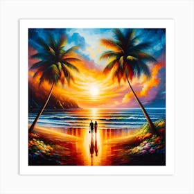 Couple At The Beach Art Print