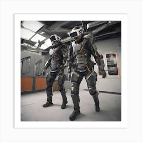 Two Robots In A Factory Art Print