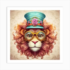 Lion In Hat Affiche