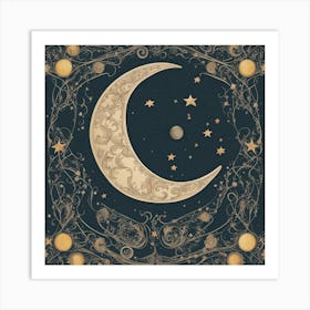 Moon And Stars 2 Art Print