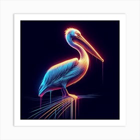 Neon Pelican Art Print