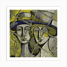 Two Women In Yellow Hats Art Print