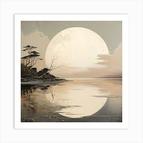 Full Moon Over Water art print 3 Art Print