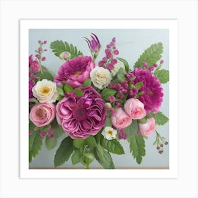 Arrangement Of Pink And White Flowers Art Print