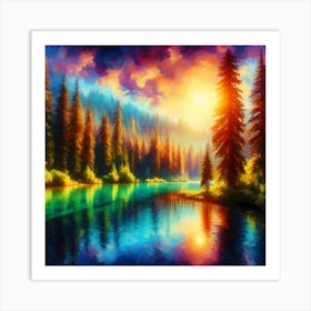 Sunset At The Lake 2 Art Print