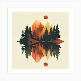 Nature Rocky Mountains Flat Design Minimal Illustration Art Print