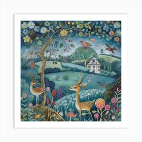 Deer In The Garden Art Print