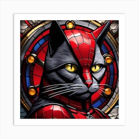 Cat, Pop Art 3D stained glass cat superhero limited edition 34/60 Art Print