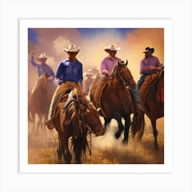 Cowboys On The Range Art Print