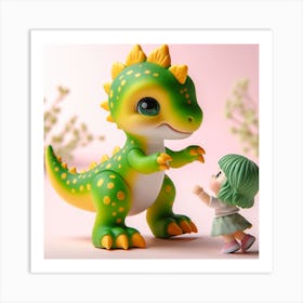 Yellow baby dinosaur 1 Art Print