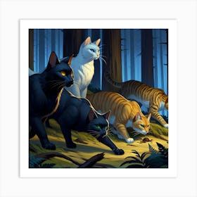 Cats In The Forest Art Print