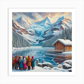 Cabin In The Snow in the mountains alpp in switzerland Art Print