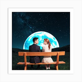 Couple Sitting On A Bench 6 Art Print