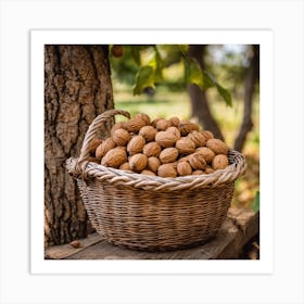 Walnuts In A Basket Art Print