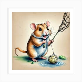 Mouse Fishing Art Print