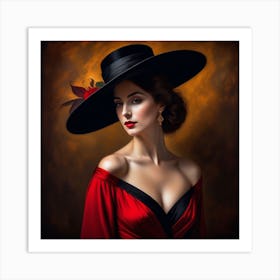 Portrait Of A Woman In A Hat 2 Art Print