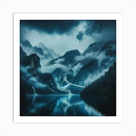 Dark Clouds Over A Lake Art Print