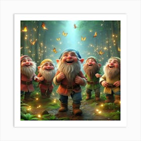 Gnomes In The Forest 4 Art Print