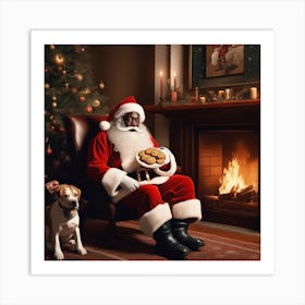 Santa Claus With Dog Art Print
