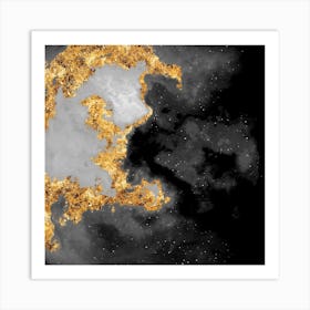 100 Nebulas in Space with Stars Abstract in Black and Gold n.100 Art Print