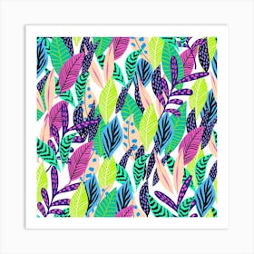 Leaves Drawing Pattern Nature Art Print