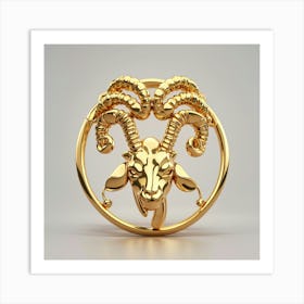 Default Simple Symbol Of Zodiac Sign Aries Made Of Pure Gold S 0 Art Print