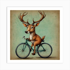 Deer On A Bike 2 Art Print