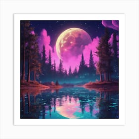 Full Moon In The Forest Art Print