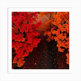 Autumn Leaves In The Forest Art Print