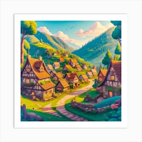 Cartoon Village Art Print