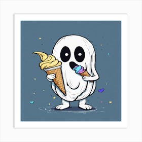 Ghost Eating Ice Cream Art Print