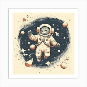Cat Astronaut In Space Art Print