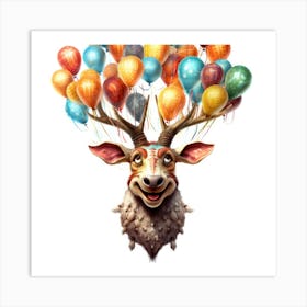 Deer With Balloons 4 Art Print