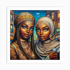 Two Women In A City Art Print