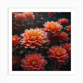 Peach dahlias Art Print