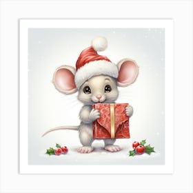 Santa Mouse 4 Art Print