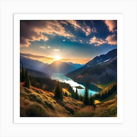 Sunset In The Mountains 121 Art Print