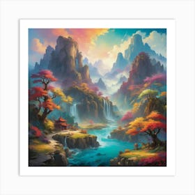 Asian Landscape art print paintings 2 Art Print