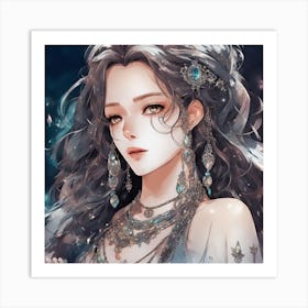 Anime Girl With Long Hair Art Print