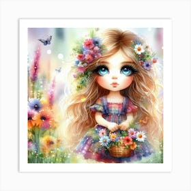 Little Girl With Flowers 1 Art Print