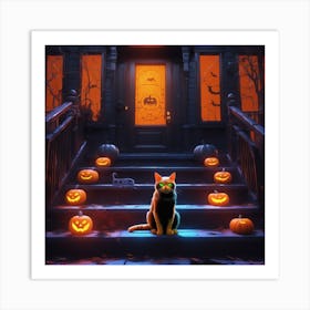 Halloween Cat 23 Art Print