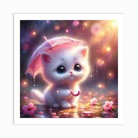 Little Kitten In The Rain Art Print