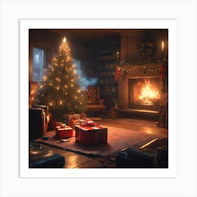 Christmas Tree In The Living Room 25 Art Print