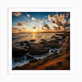 Sunset At The Beach 1 Art Print