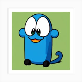 Blue Cartoon Character Art Print